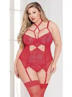 Kırmızı Dantelli Fantezi Büyük Beden Jartiyer Takım For Dreams 8313 Kırmızı