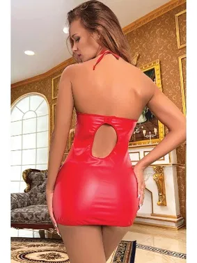 Phevos Kırmızı Deri Fantezi Mini Elbise Phevos 011-008030 - Alternatif Görünüm