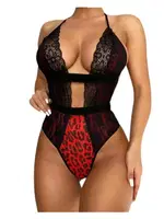 Kırmızı Leopar Desenli Dantel Detaylı Fantazi Mayokini 3250 Leopar farklı açı