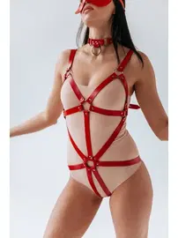 missisX Kırmızı Özel Bölgesi Açık Fantezi Harness MissisX 2115