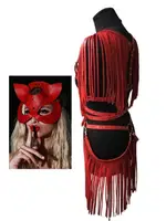 Kırmızı Püsküllü Fantezi Harness MissisX 2048 Kırmızı farklı açı