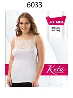 Battal Boy İp Askılı Kadın Geniş Dantelli Atlet Kota 6033 Beyaz detay görünüm