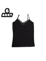 İp Askılı Dantelli Bayan Atlet 6lı Kota 6037 Siyah farklı açı