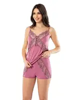 İnce Askılı Fantazi Kadın Şortlu Takım Kota 6339 Gül Kurusu farklı açı