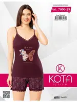 Kelebek Baskılı Şortlu Kadın Pijama Takım Kota 7000-29 Görsel
