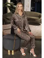 Leopar Desenli 2'li Saten Pijama Takım Nurteks 5660 Leopar