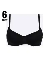 Klasik Boş Kalıp Bayan Sütyen Liza 1000 - 6 Adet Siyah farklı açı