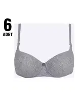 Klasik Boş Kalıp Bayan Sütyen Liza 1000 - 6 Adet Gri görsel 4