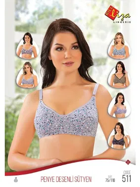 Liza (Layza) Gri Desenli Penye Dikişli Dolgusuz Sütyen Liza 511 - Alternatif Görünüm
