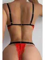 Merry See Dantel Jartiyer Takım İç Çamaşır Takım Kırmızı MS2672 Kırmızı detay görünüm