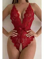 Dantel Özel Bölgesi Açık Fantezi iç Giyim Kırmızı Merry See MS3118 Kırmızı görsel 5