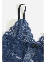 Dantel Sütyen Külot Saten Pijama Alt 3 lü Takım MS4062-Lacivert farklı açı