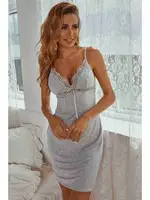 Merry See Dantelli Penye Gecelik Gri MS2208 Gri