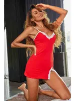 Merry See Dantelli Yırtmaçlı Gecelik Kırmızı MS2209 Kırmızı görsel 6