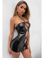 Deri Görünümlü Fantezi Gecelik Siyah Merry See MS9152 Siyah görsel 4