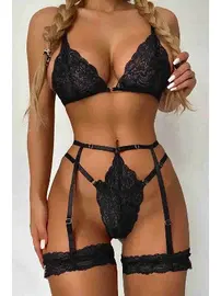 Merry See Merry See Fantezi Jartiyer Takım Seksi iç Giyim MS2671-Siyah