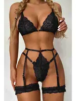 Merry See Fantezi Jartiyer Takım Seksi iç Giyim MS2671-Siyah Siyah