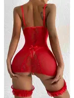 Erotik Gecelik Jartiyer Takım Kırmızı Merry See MS2666 Kırmızı detay görünüm