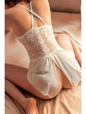 Merry See Özel Bölgesi Açık Fantezi Body MS3119-Beyaz - Alternatif Görünüm