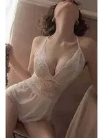 Özel Bölgesi Açık Fantezi Body MS3119-Beyaz Beyaz görsel 6