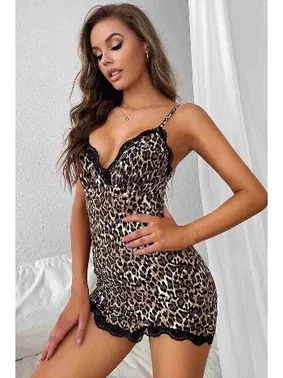 Merry See Merry See Şık Leopar Gecelik Çok Renkli MS2207