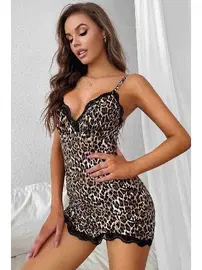 Merry See Merry See Şık Leopar Gecelik Çok Renkli MS2207