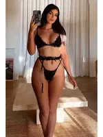 Erotik Sütyen Külot Jartiyer Takım Siyah Merry See MS2660 Siyah detay görünüm