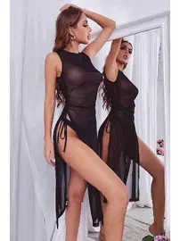 Merry See Merry See Transparan Fantezi Gecelik MS2206-Siyah