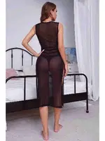 Merry See Transparan Fantezi Gecelik MS2206-Siyah Siyah görsel 4