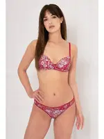Mite Love Kadın Kırmızı Desenli Sütyen Külot Takımı ML-9825 Kırmızı farklı açı