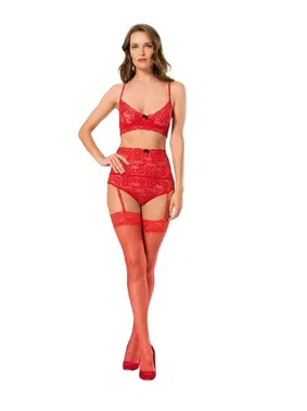 Moongirl Kırmızı Dantel Jartiyerli Takım Moongirl 042 - Alternatif Görünüm