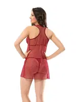 Fiyonklu Dantel Gecelik Moongirl 1021 Bordo detay görünüm