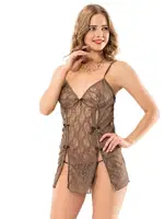 Çift Yırtmaç Erotik Gecelik Takım Moongirl 1022 Vizon