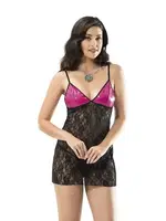 Kadın Saten Detaylı Fantazi Gecelik Moongirl 2010 Siyah