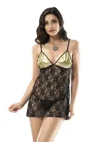 Kadın Saten Detaylı Fantazi Gecelik Moongirl 2010 Siyah detay görünüm