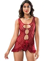 Pencere Detaylı Fantazi Gecelik Moongirl 3026 Bordo