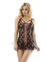 Çapraz İpli Fantazi Gecelik Moongirl 3027 Siyah detay görünüm