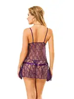 Kurdela Detalı Dantel Fantazi Gecelik Moongirl 5000 Mor detay görünüm