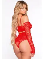 Dantel Erotik Kadın Gecelik Takım Nightlight 3280 Kırmızı detay görünüm