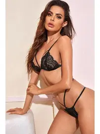 NightLight Dantelli Siyah Erotik Kadın Sütyen Takım Nightlight 3311