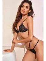 Dantelli Siyah Erotik Kadın Sütyen Takım Nightlight 3311 Siyah