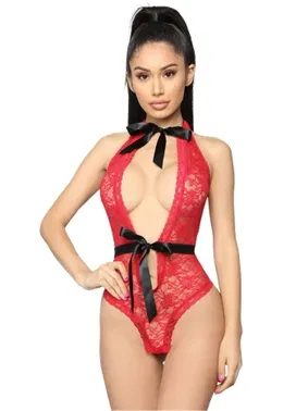 NightLight NightLight Boyun ve Bel Kısmı Fiyonklu Babydoll 3209