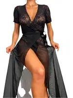 Nightlight Dantel Detaylı Yandan Bağlamalı Uzun Gecelik 3202 Siyah farklı açı