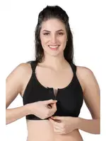 Önden Fermuarlı Sporcu Penye Sütyen Emay 184 Siyah farklı açı