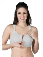 Önden Fermuarlı Sporcu Penye Sütyen Emay 184 Gri