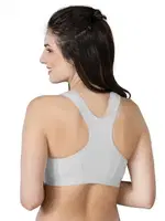 Önden Fermuarlı Sporcu Penye Sütyen Emay 184 Gri detay görünüm