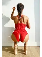 Özel Bölgesi Açık Dantel Detaylı Fantezi Body NightLight 3390 Kırmızı detay görünüm