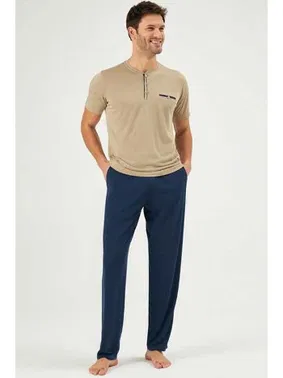 Eros Patlı Bej Renk Yazlık Pijama Takım Eros 30170