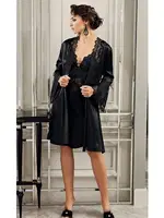 Perin Kadın 6 Parça Saten Güpürlü Siyah Gelin Çeyiz Seti 9200 Siyah