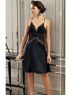 Perin Perin Kadın 6 Parça Saten Güpürlü Siyah Gelin Çeyiz Seti 9200 - Alternatif Görünüm